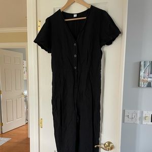 Black linen blend jumpsuit